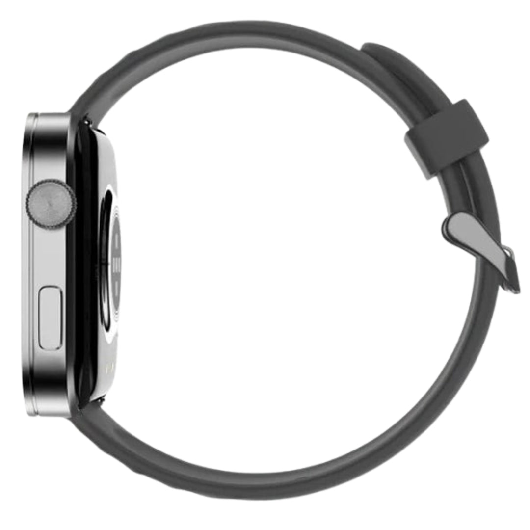 Noise Caliber 3 Plus Smartwatch | 1.96″ AMOLED Display | Bluetooth Calling | Functional Crown | Flat-Edge Design | Black Strap