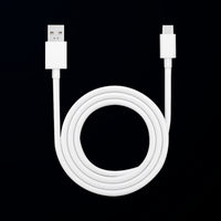 White USB cable with connectors on a black background