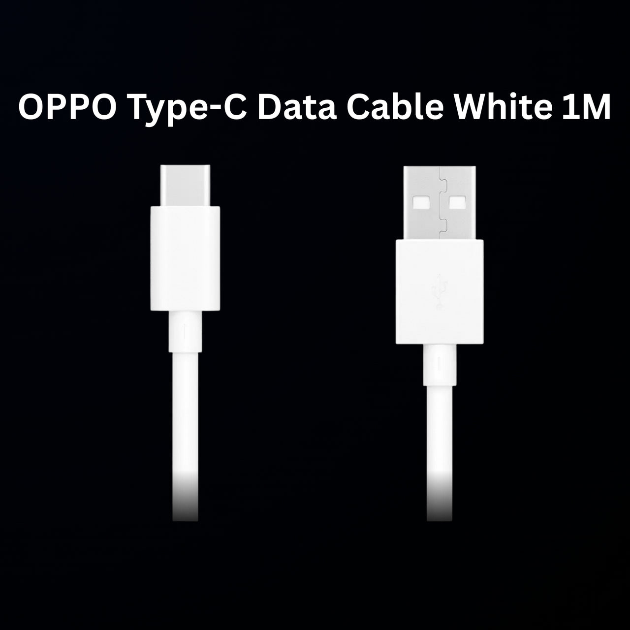 OPPO Type-C data cable with white connectors on a black background