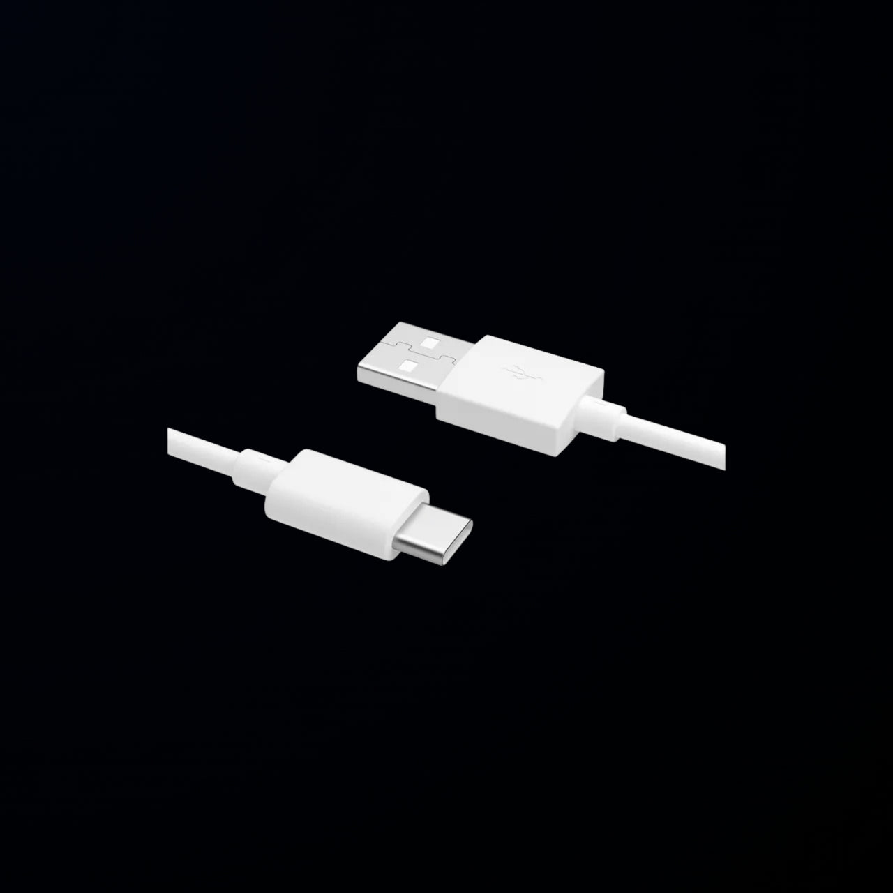 Two white USB connectors on a black background