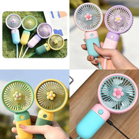 Collage of colorful handheld fans with different designs and colors.