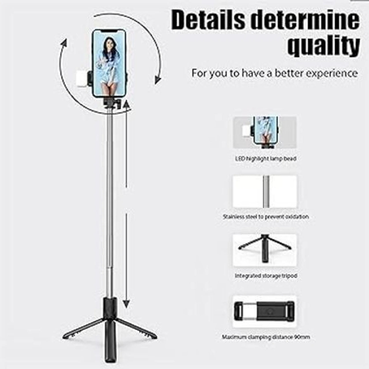 Smartphone holder with features highlighted on a white background