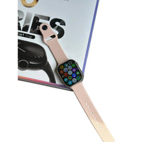 Smartwatch with a pink band on a white background