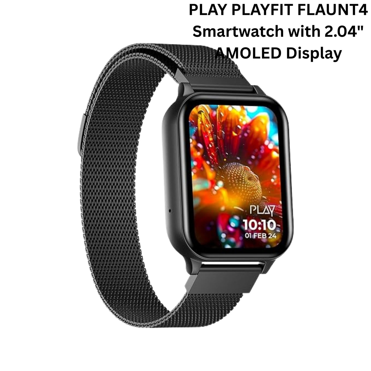 PLAY PLAYFIT FLAUNT4 Smartwatch with 2.04" AMOLED Display, Bluetooth Calling & Health Suite