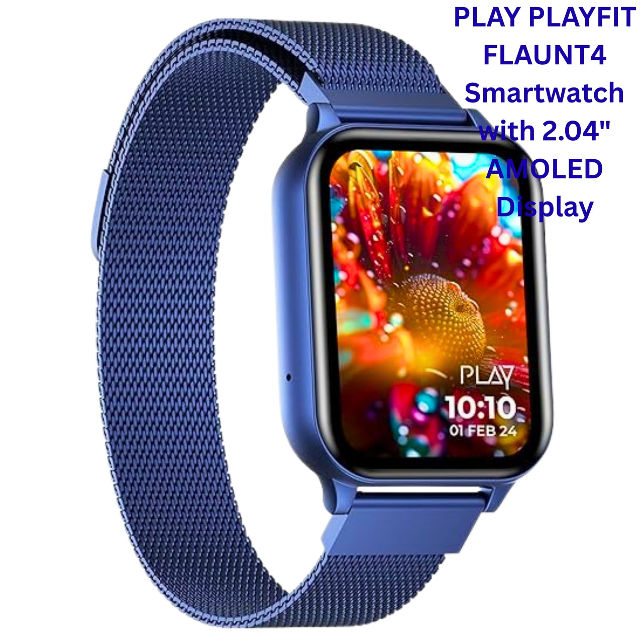 PLAY PLAYFIT FLAUNT4 Smartwatch with 2.04" AMOLED Display, Bluetooth Calling & Health Suite