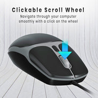 Portronics Toad 103 Wired Optical Mouse with 2400 DPI, Hi-Precision Tracking & Ergonomic Design