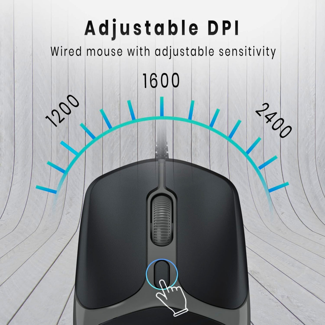Portronics Toad 103 Wired Optical Mouse with 2400 DPI, Hi-Precision Tracking & Ergonomic Design