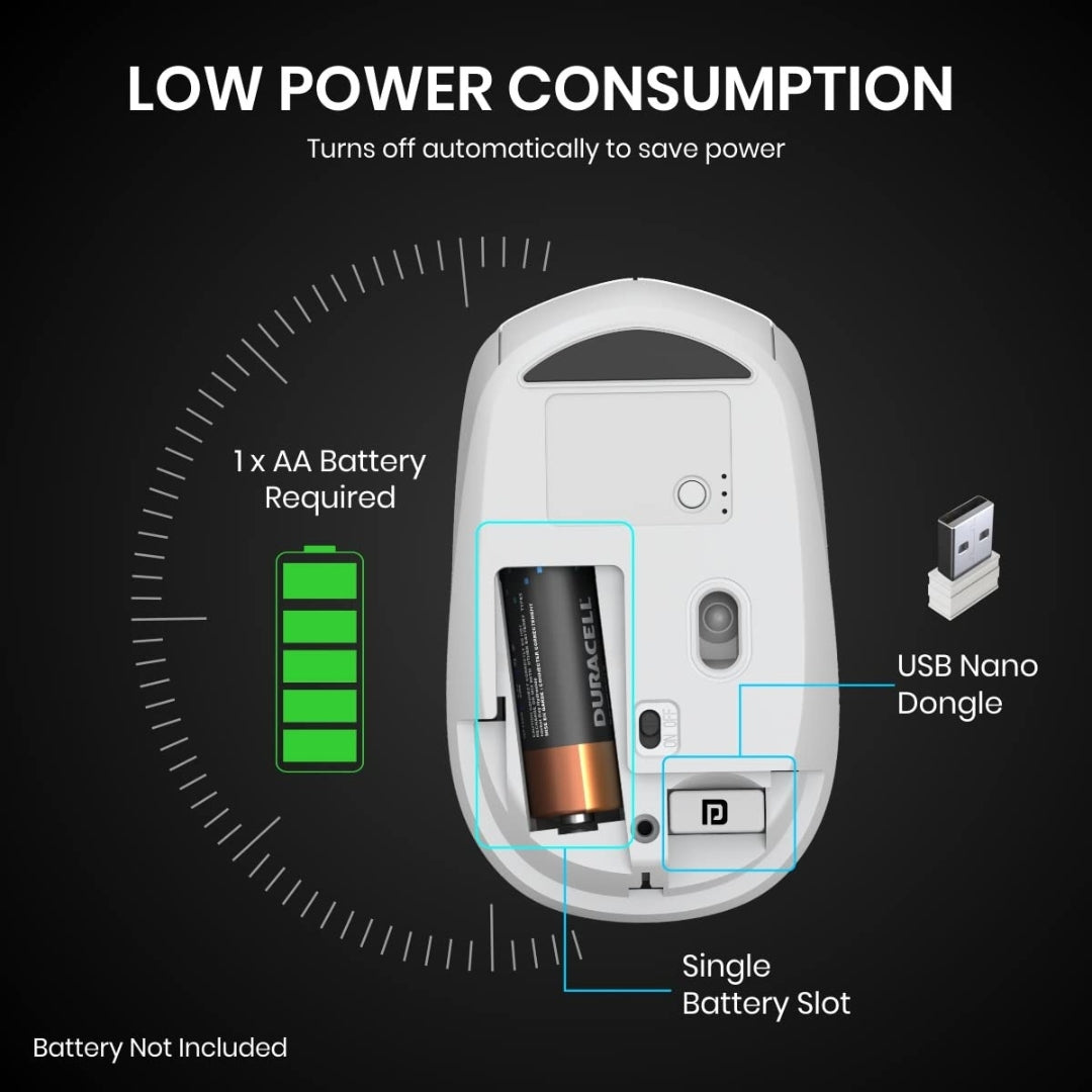 Portronics Toad 23 Wireless Optical Mouse with 2.4GHz Connectivity, USB Nano Receiver & Adjustable DPI