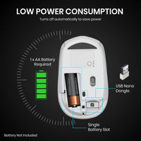 Portronics Toad 23 Wireless Optical Mouse with 2.4GHz Connectivity, USB Nano Receiver & Adjustable DPI