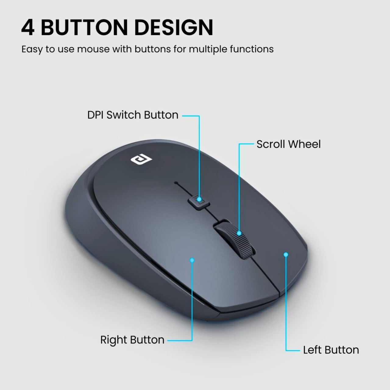 Portronics Toad 23 Wireless Optical Mouse with 2.4GHz Connectivity, USB Nano Receiver & Adjustable DPI