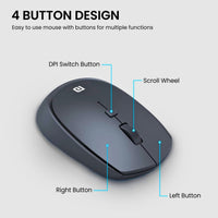 Portronics Toad 23 Wireless Optical Mouse with 2.4GHz Connectivity, USB Nano Receiver & Adjustable DPI