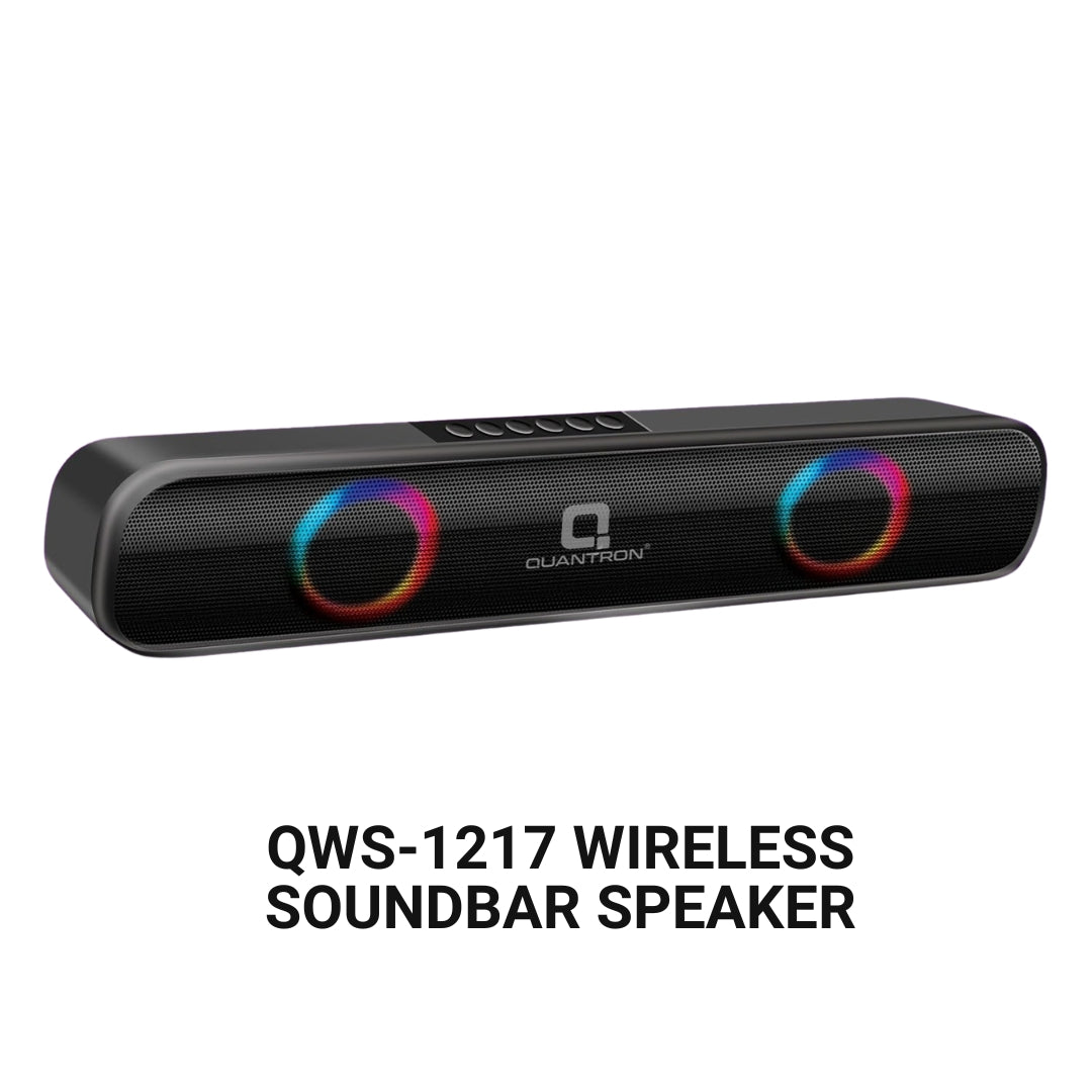QWS-1217 Wireless Soundbar Speaker – 16W Bluetooth Speaker with RGB LED, TWS, USB, AUX & mSD | Up to 10 Hours Playback