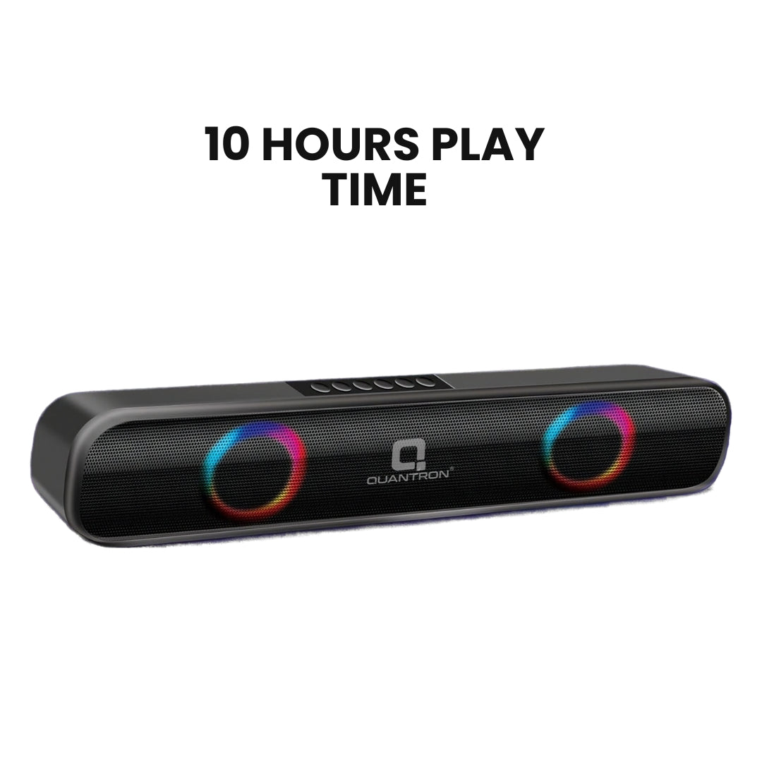 QWS-1217 Wireless Soundbar Speaker – 16W Bluetooth Speaker with RGB LED, TWS, USB, AUX & mSD | Up to 10 Hours Playback