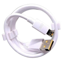 White USB cable with connectors on a white background