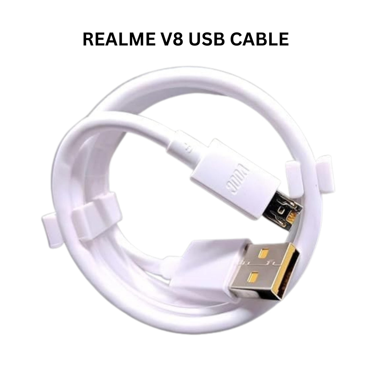 Realme V8 USB cable on a white background