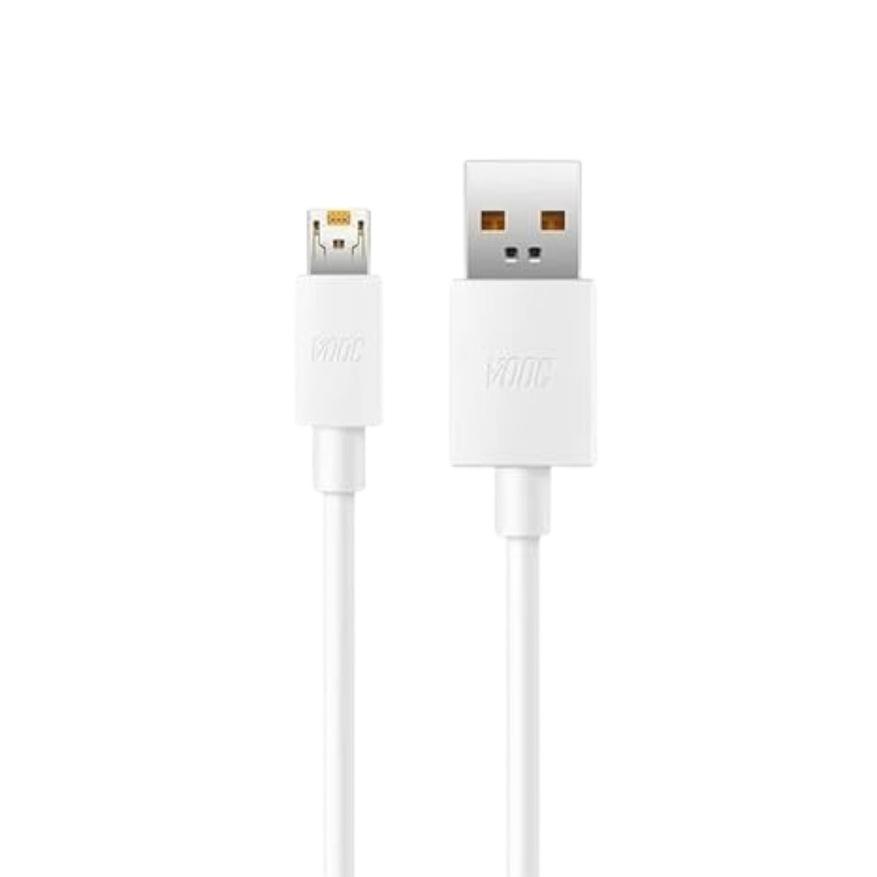 White USB cable with connectors on a white background