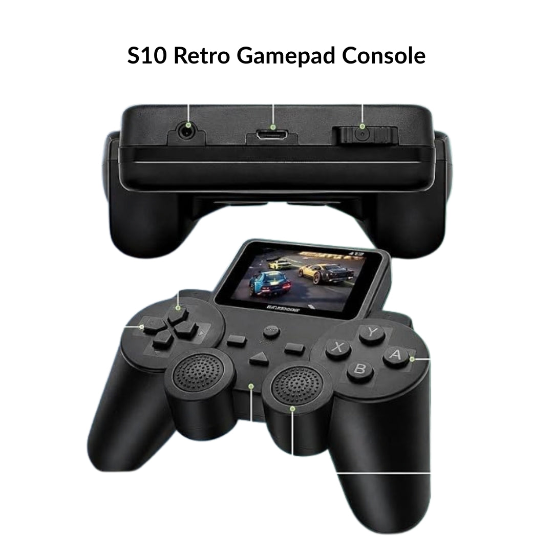 S10 Retro Gamepad Console – Portable Handheld Video Game Player with Built-in Screen & Controller