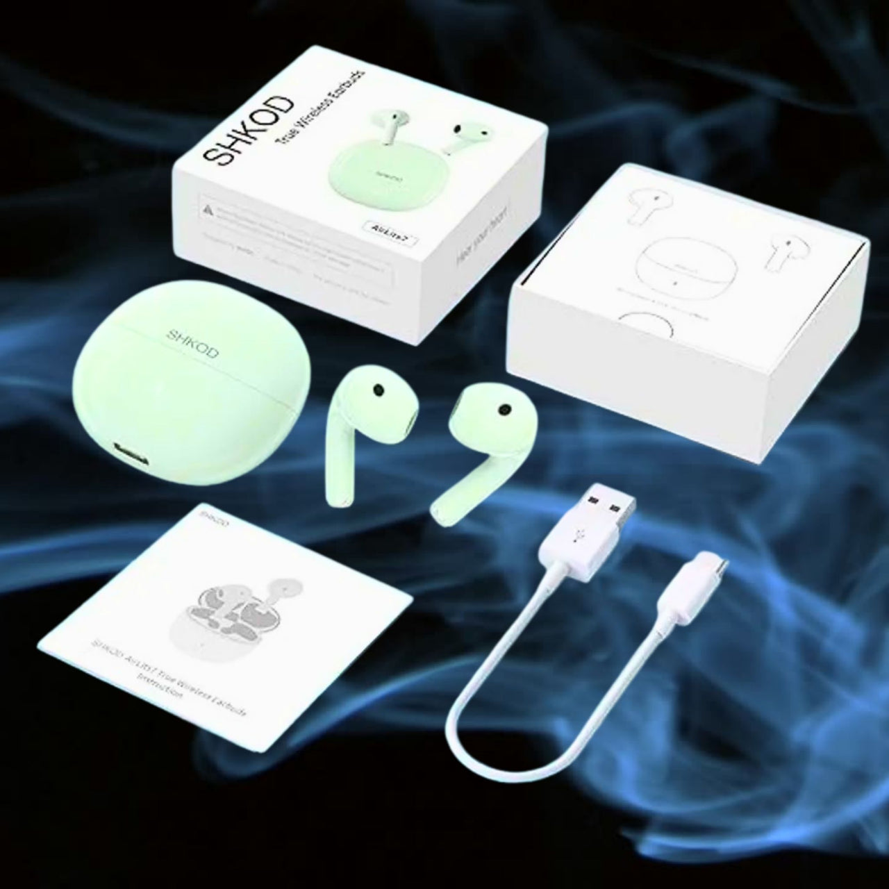 SHKOD AirLits7 True Wireless Earbuds with ENC Noise Reduction, 38H Playtime & Fast Charging