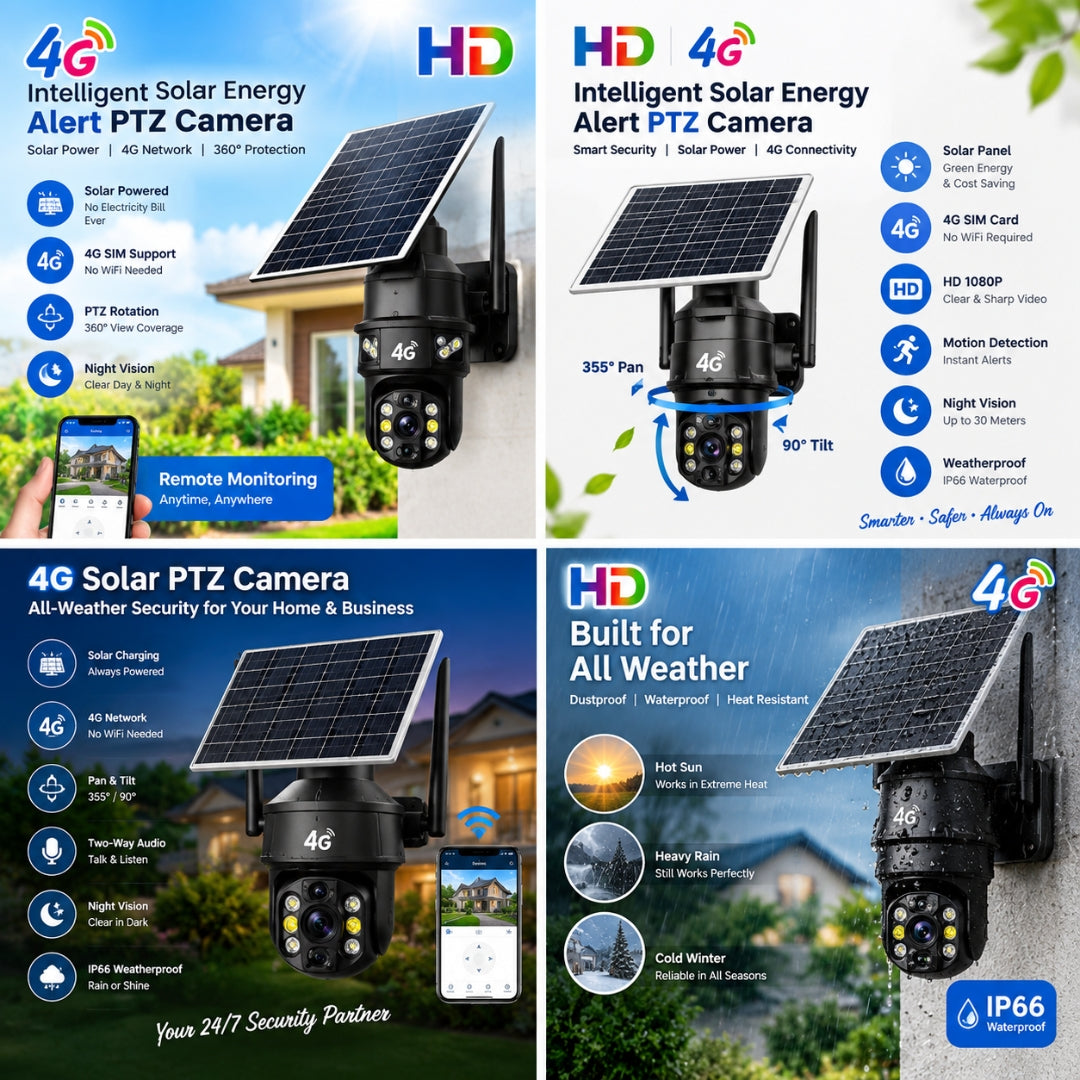 SolarGuard 3K PTZ Security Camera – Wireless WiFi Outdoor CCTV Camera with AI Human Detection, Auto Tracking, Color Night Vision & Solar Panel | OGDEAL