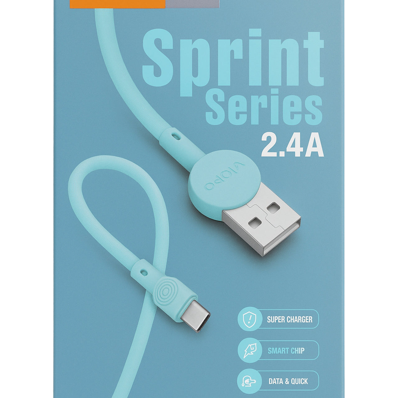 Vippo Sprint Series VWB-657 Type-C Fast Charging Cable | 2.4A Quick Charge | Durable & Tangle-Free Design