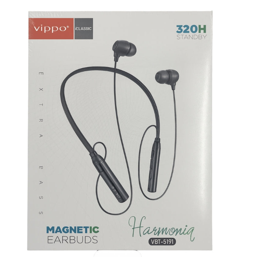 Vippo Harmoniq VBT-5191 Wireless Neckband | Magnetic Earbuds | 320H Standby | Deep Bass Sound