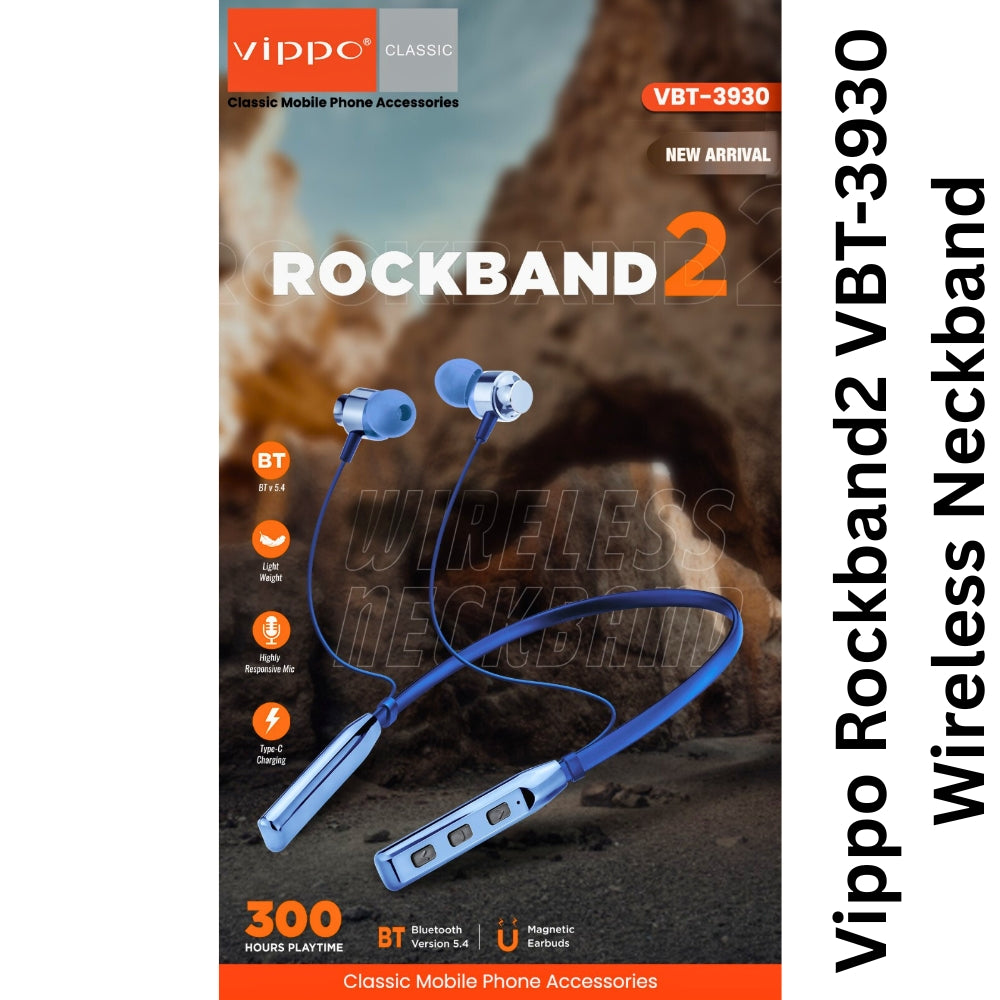 Vippo Rockband2 VBT-3930 Wireless Neckband | Bluetooth 5.4 | 300H Playtime | Magnetic Earbuds | OGdeal
