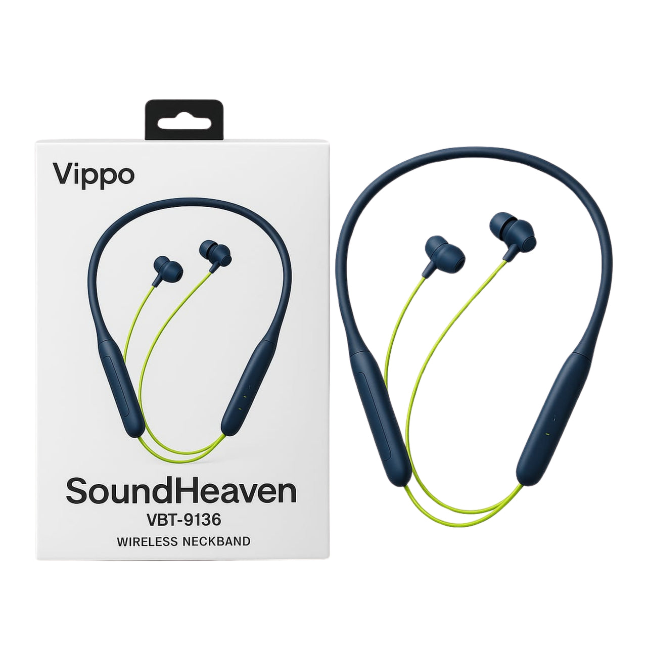 Vippo SoundHeaven VBT-9136 Wireless Neckband | 150H Standby | Magnetic On/Off | Deep Bass Sound | Type-C Fast Charging