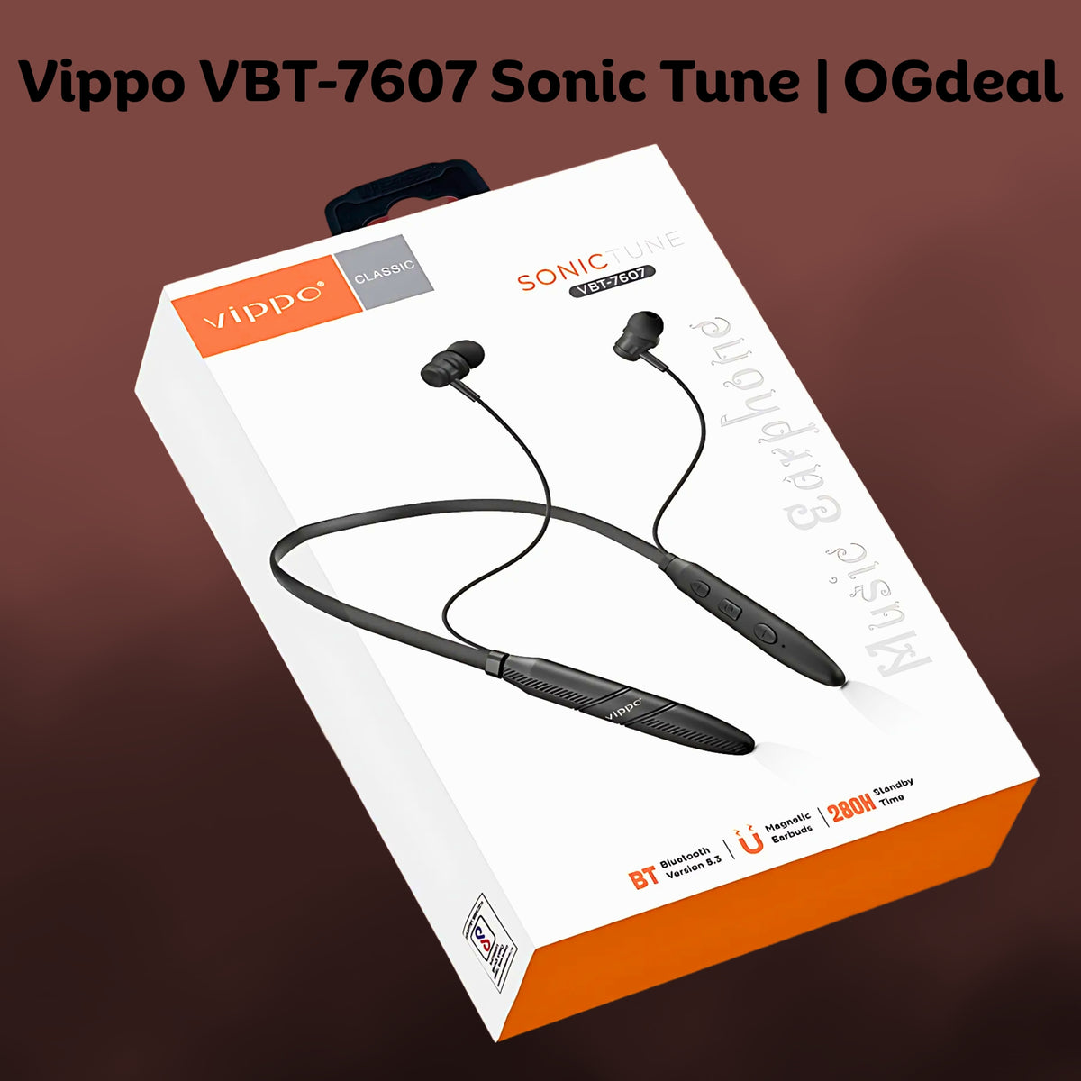 Vippo VBT-7607 Sonic Tune Bluetooth 5.3 Neckband with Magnetic Earbuds | OGdeal