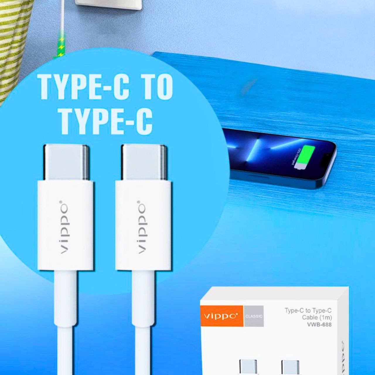 Vippo VWB-688 Type-C to Type-C Fast Charging Cable (1m) | OGdeal