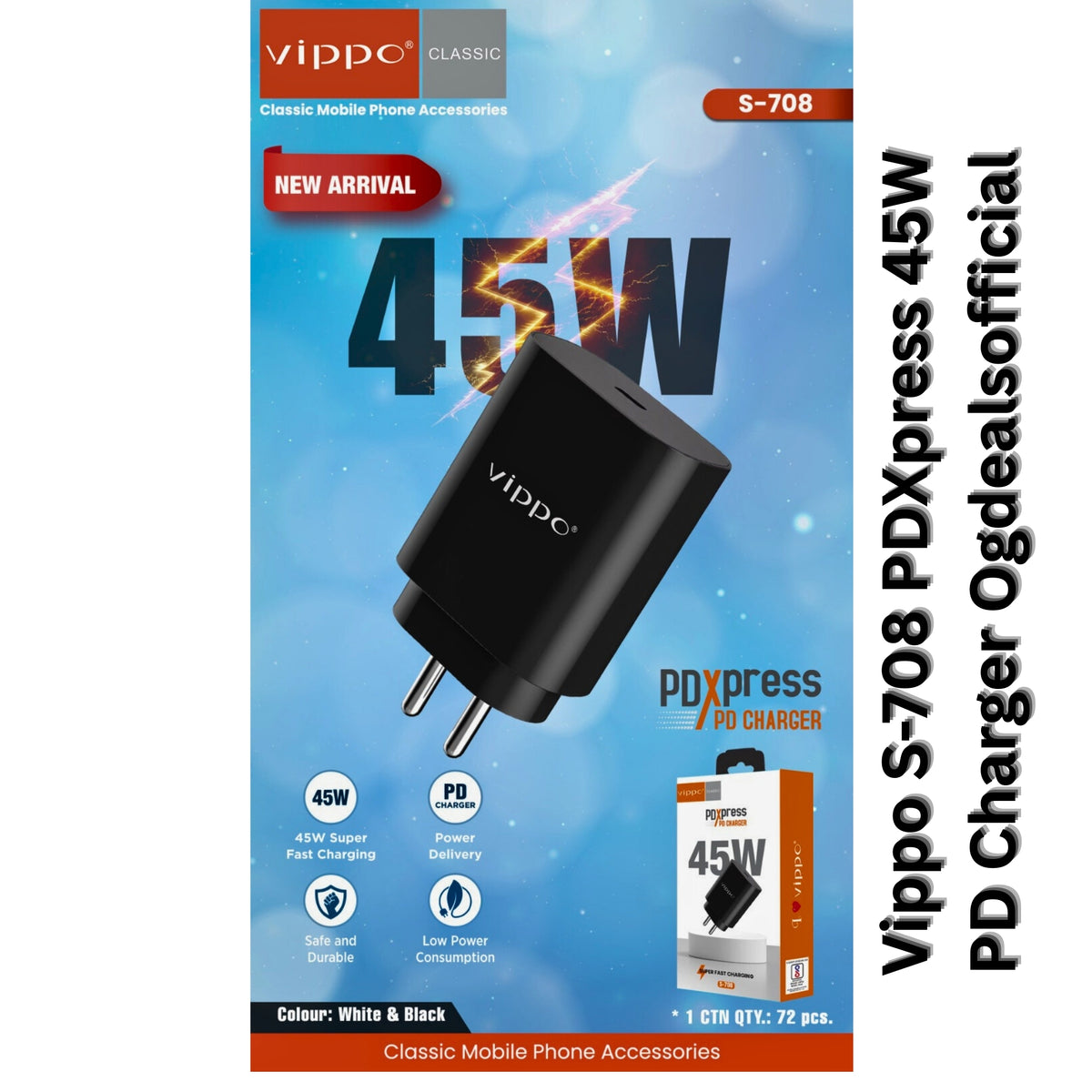 Vippo S-708 PDXpress 45W PD Charger | Fast Charging Adapter | OGdeal