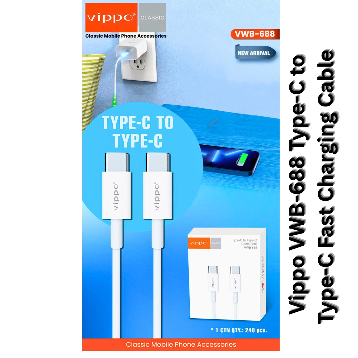 Vippo VWB-688 Type-C to Type-C Fast Charging Cable (1m) | OGdeal