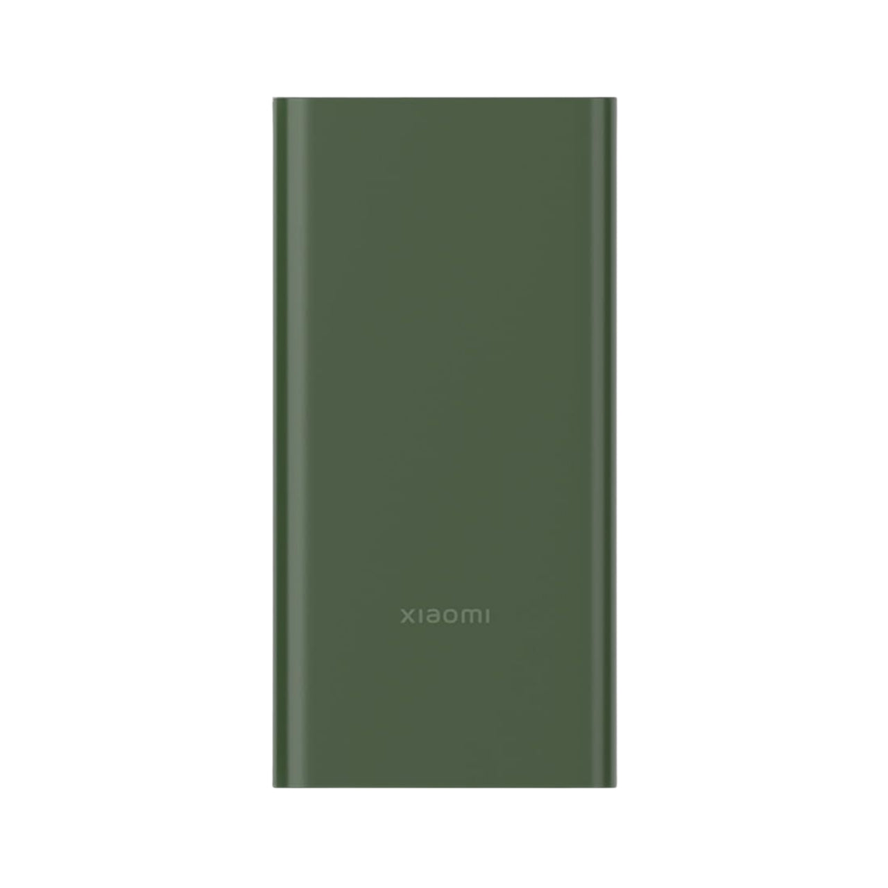 Green power bank with Xiaomi logo on a white background