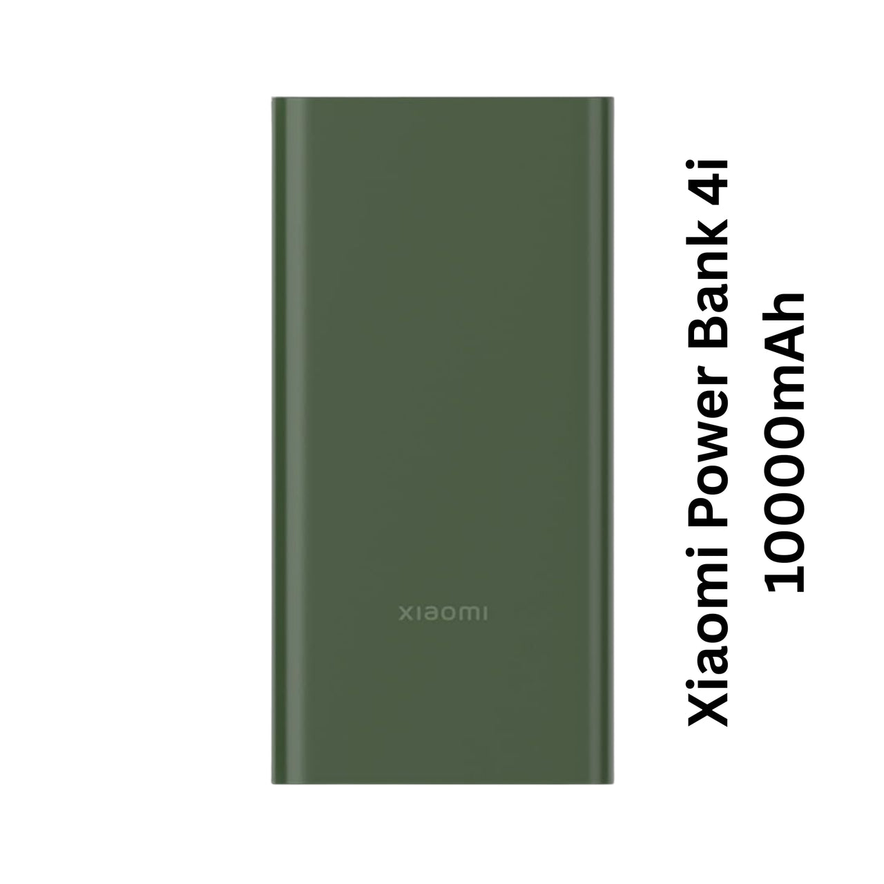 Green power bank with Xiaomi branding and specifications on a white background