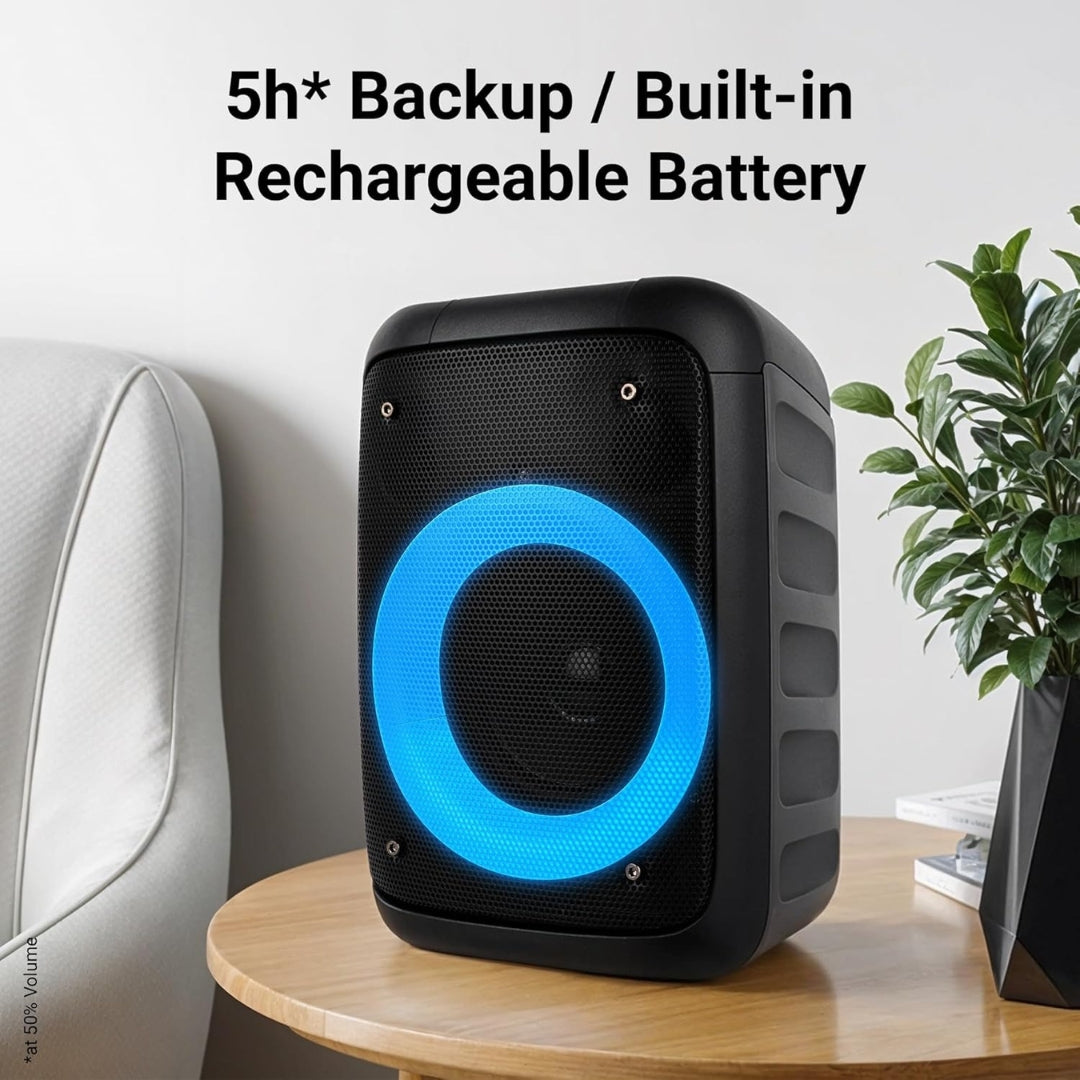 Zebronics Zeb-Buddy 100 Portable Bluetooth Speaker | 15W RMS | TWS Support | Wired Mic Karaoke | RGB Lights | 5H Playback | Bluetooth v5.0