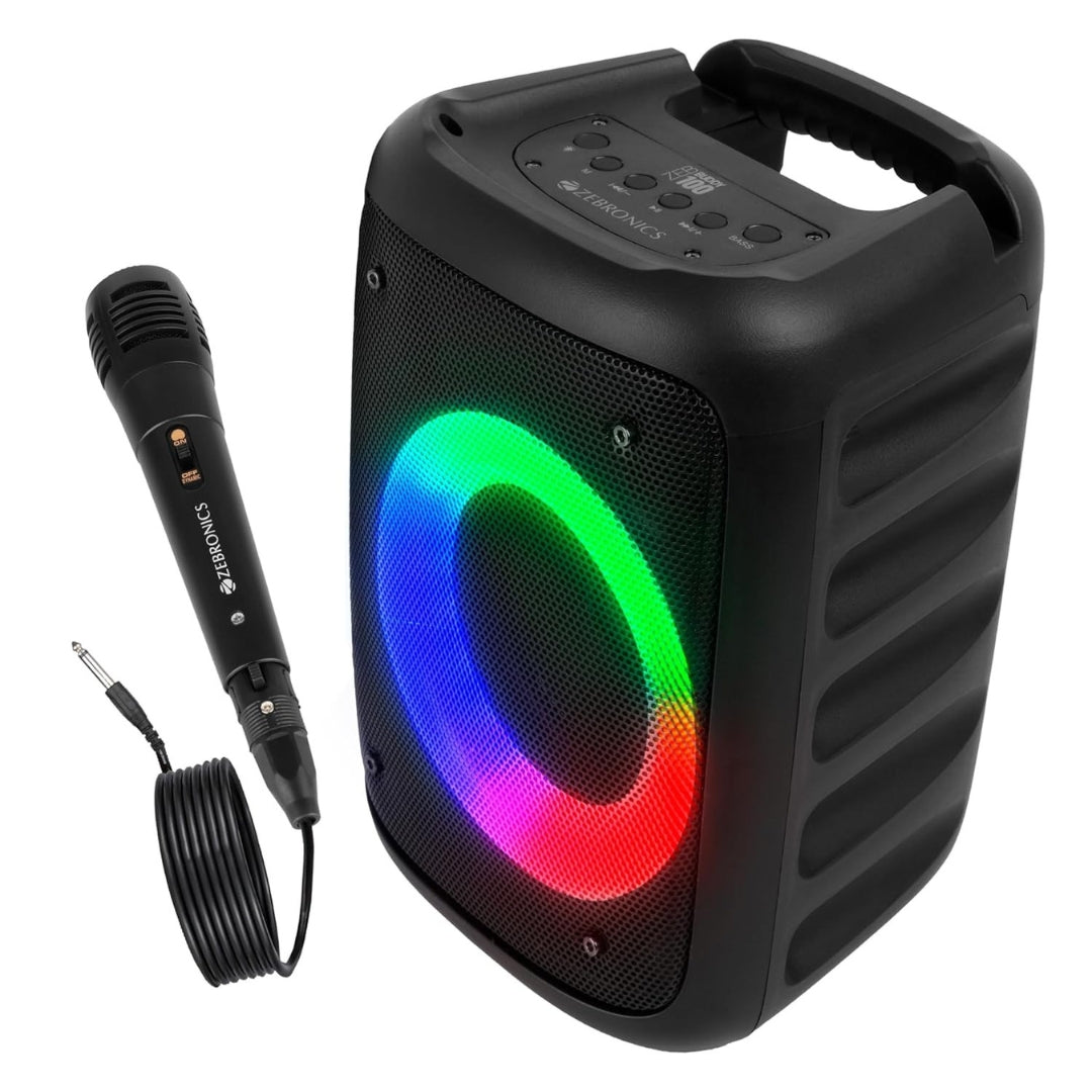 Zebronics Zeb-Buddy 100 Portable Bluetooth Speaker | 15W RMS | TWS Support | Wired Mic Karaoke | RGB Lights | 5H Playback | Bluetooth v5.0