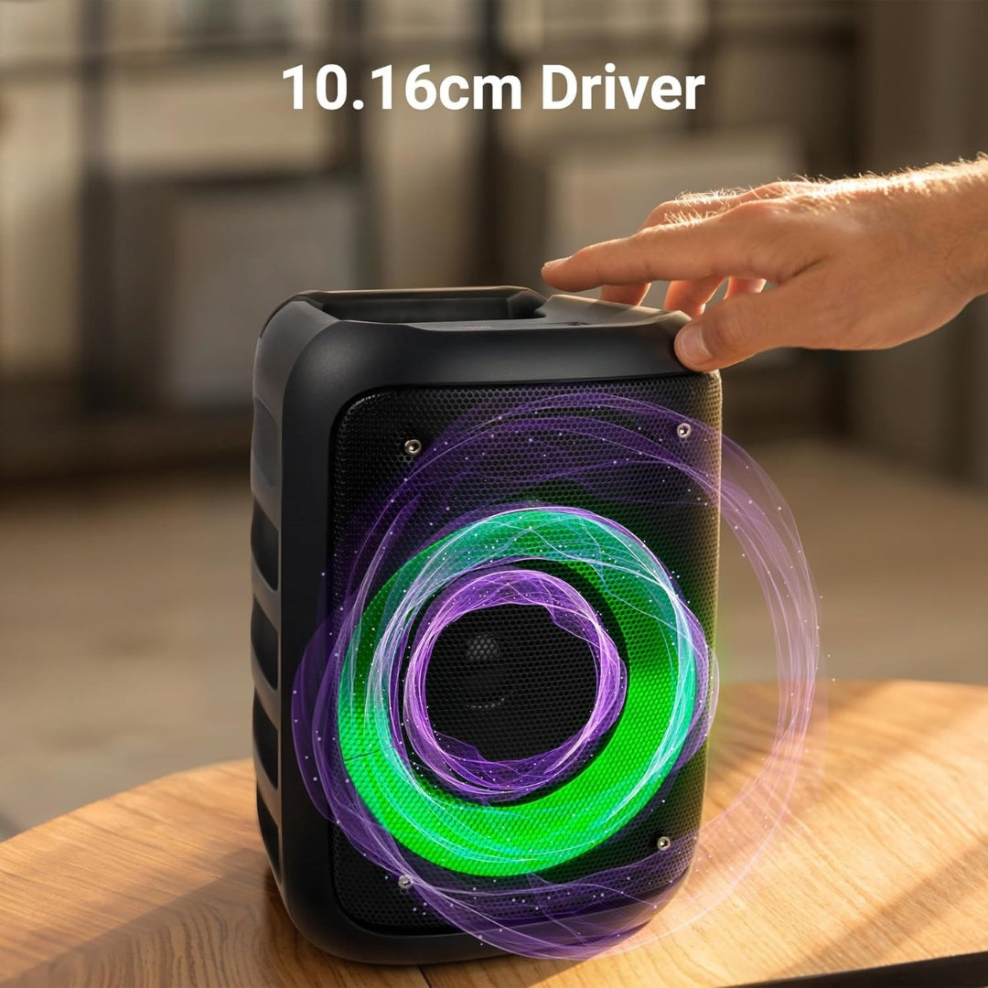 Zebronics Zeb-Buddy 100 Portable Bluetooth Speaker | 15W RMS | TWS Support | Wired Mic Karaoke | RGB Lights | 5H Playback | Bluetooth v5.0