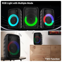 Zebronics Zeb-Buddy 100 Portable Bluetooth Speaker | 15W RMS | TWS Support | Wired Mic Karaoke | RGB Lights | 5H Playback | Bluetooth v5.0