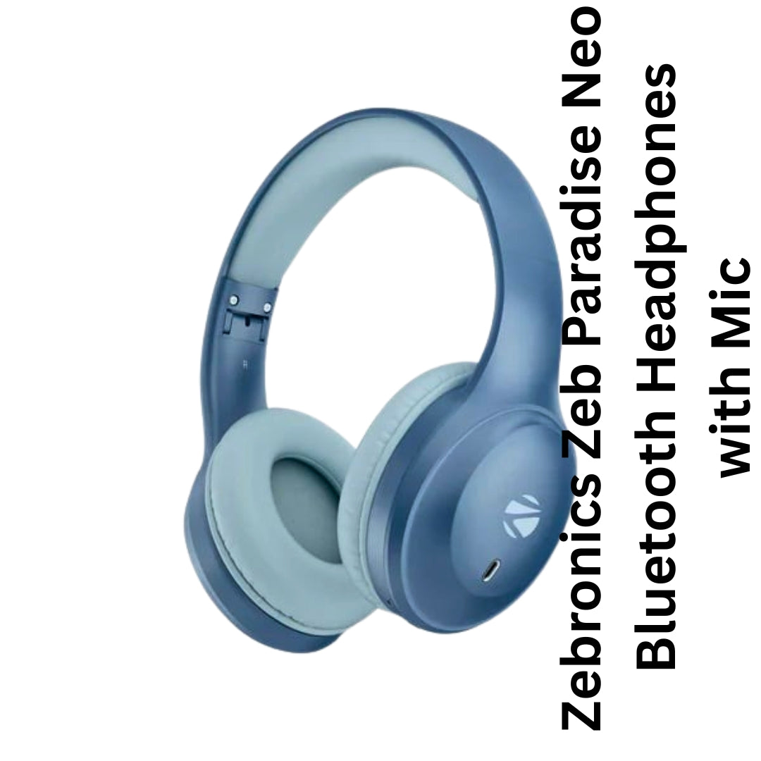 Zebronics Zeb Paradise Neo Bluetooth Headphones with Mic, Deep Bass, Wireless Playback, Comfortable Cushioning & Voice Support