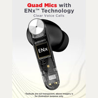 Earbud with 'ENX' technology on a white background