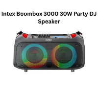 Intex Boombox 3000 30W Party DJ Speaker with colorful LED lights on a white background