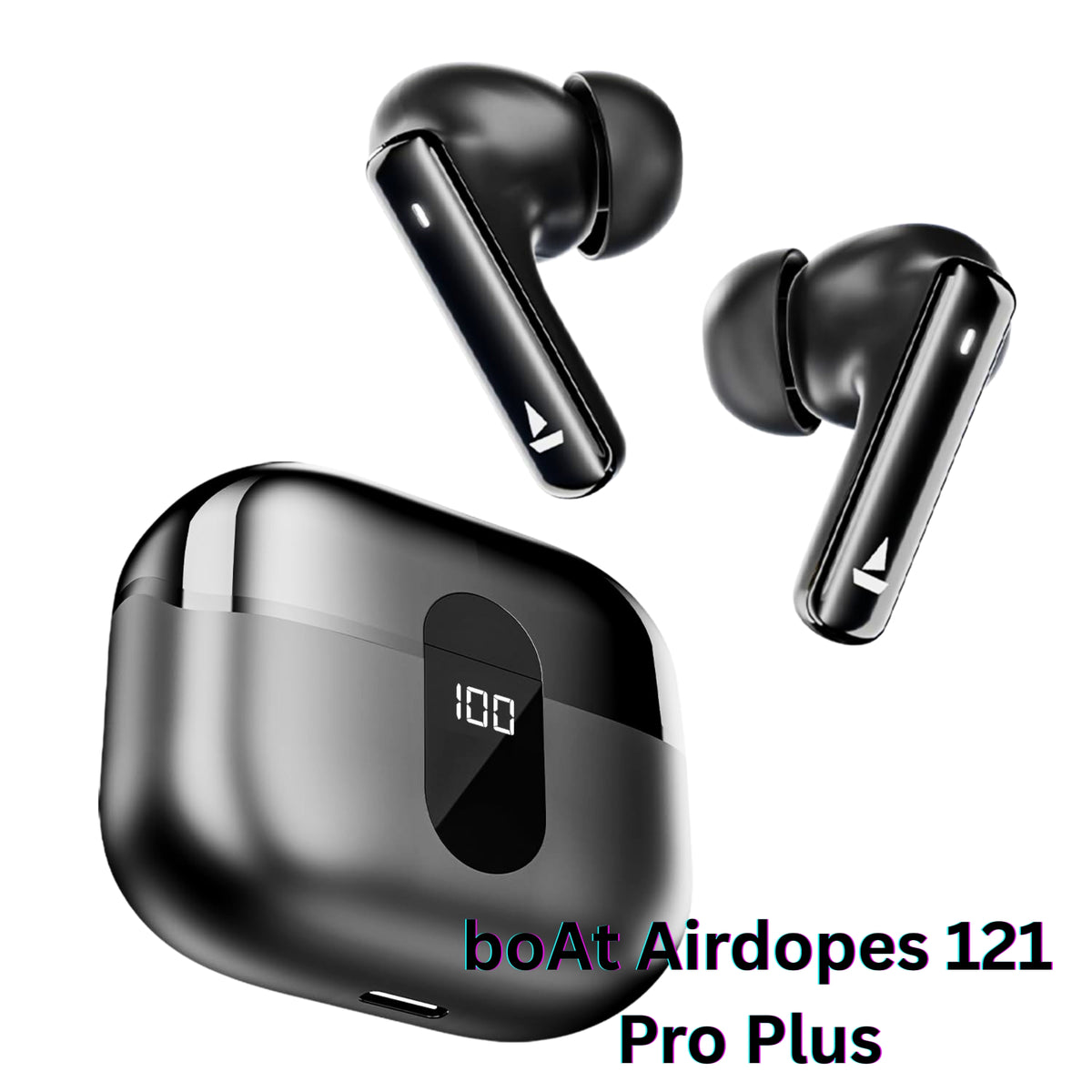 boAt Airdopes 121 Pro Plus – 100Hrs Playtime, Quad Mics with ENx, 50ms Low Latency, Fast Charging, LED Display, IPX5, Bluetooth v5.3 TWS Earbuds with Mic