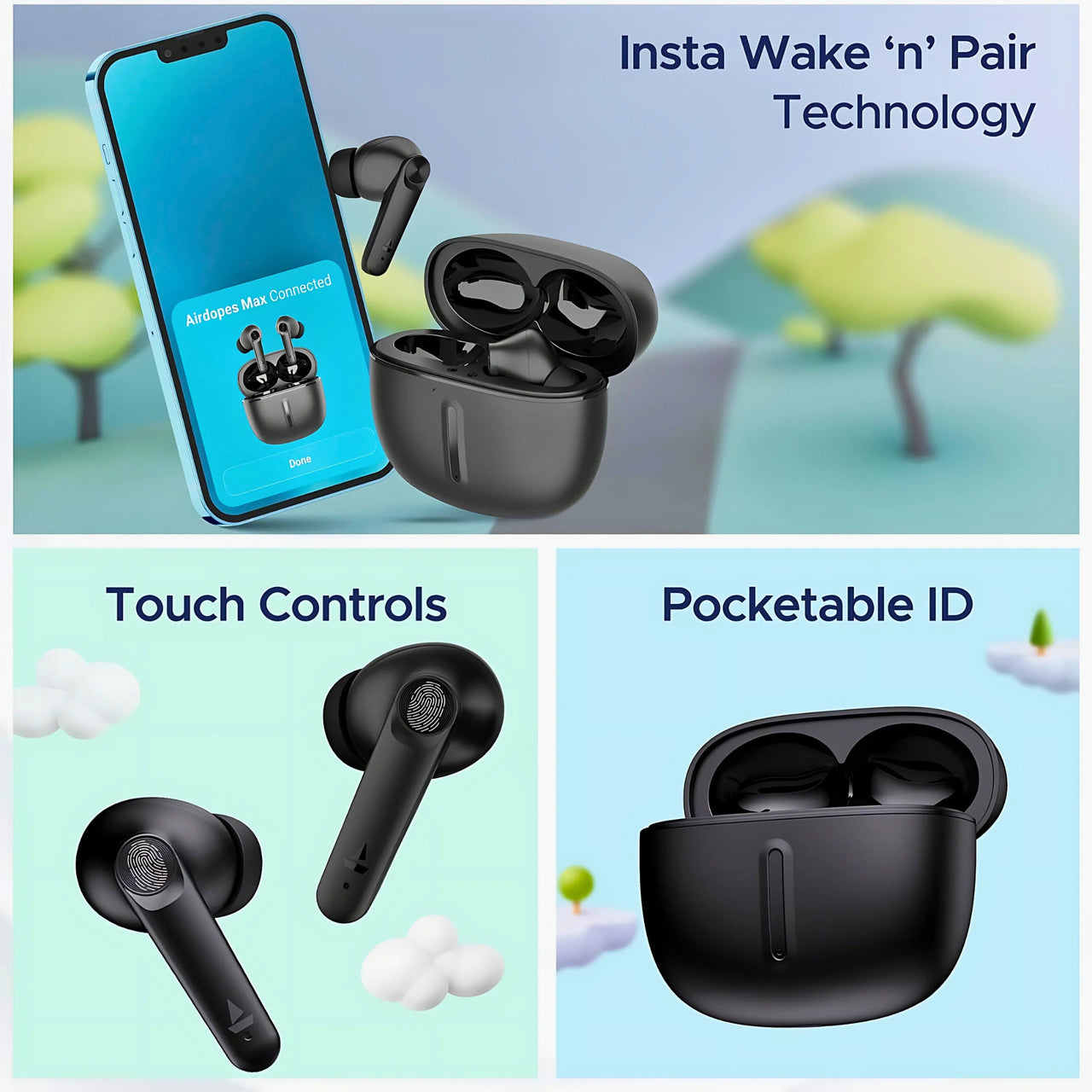 boAt Airdopes Max TWS Earbuds – 100H Playtime, Quad Mics with ENx, Beast Mode 50ms Low Latency, ASAP Charge, BT v5.3