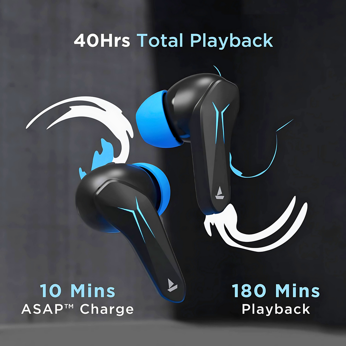 boAt Immortal 121 TWS Gaming Earbuds with Beast Mode (40ms Low Latency), 40Hrs Playtime, Blazing LEDs, Quad Mics with ENx, ASAP Charge & Signature Sound