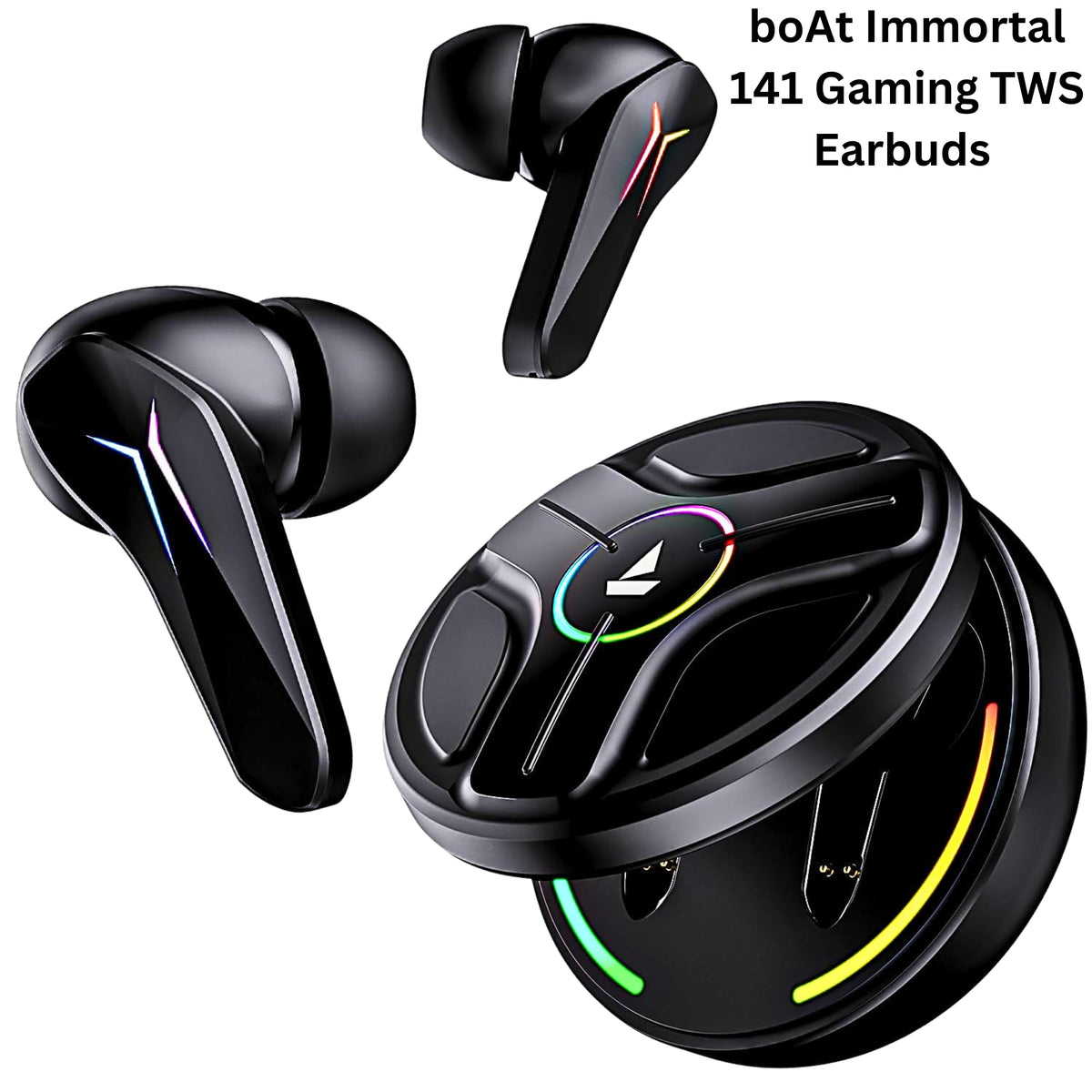 boAt Immortal 141 Gaming TWS Earbuds with RGB Lights, 40Hrs Playtime, ENx Tech Mics, Low Latency Mode, Fast Charge & Bluetooth v5.3