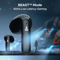 boAt Airdopes 118 TWS Earbuds – WROGN Edition | 50H Playback | Quad Mic ENx™ | Beast Mode Low Latency | Bluetooth 5.3 | In-Ear Wireless Earphones with Mic | Opal Black