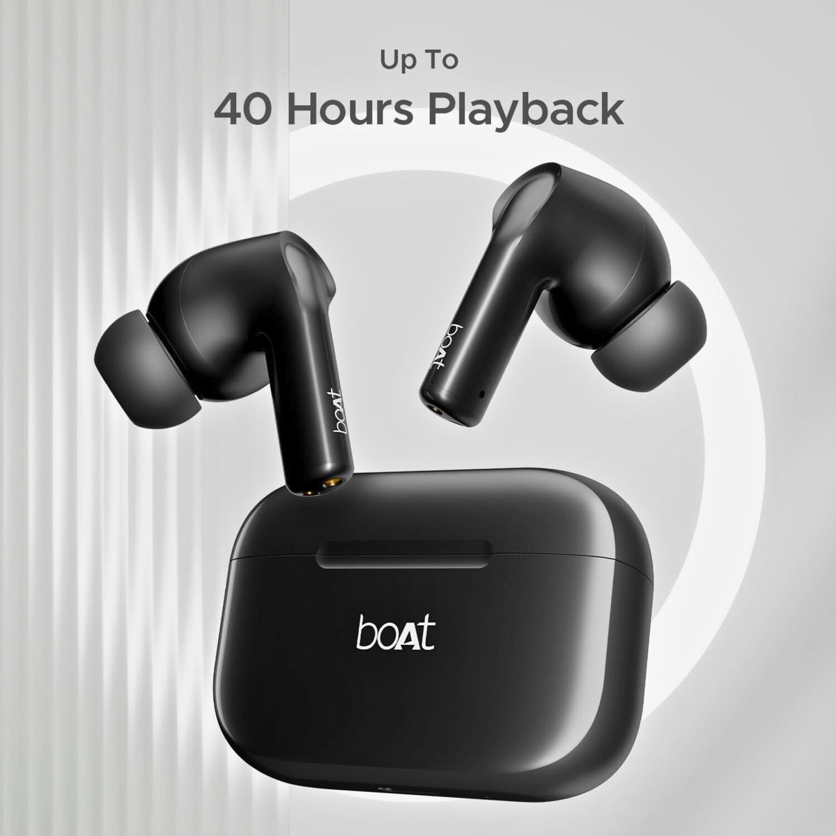 boAt Airdopes 161 TWS Earbuds – 40H Playtime, 13mm Drivers, Fast Charge, IPX5, Quick Touch Controls, Wireless Ear