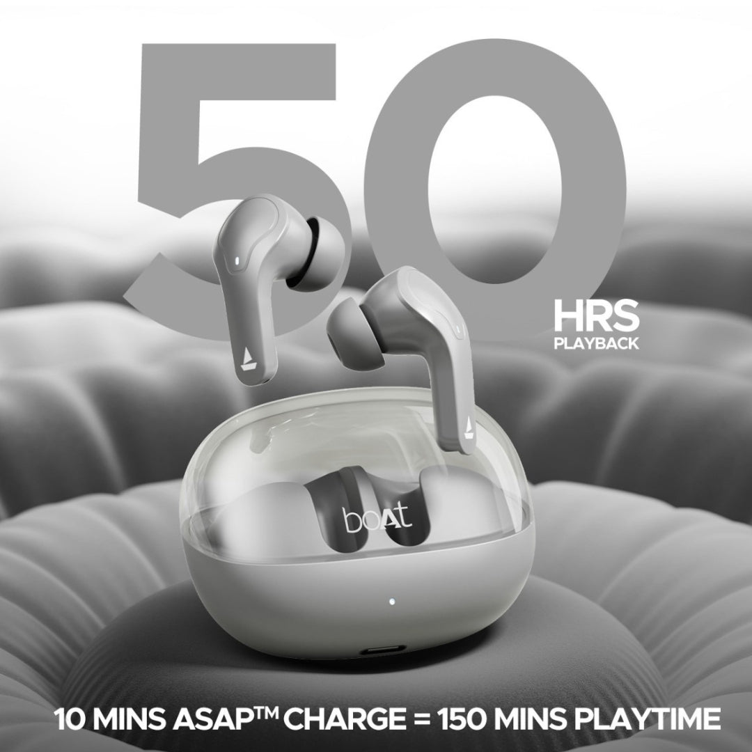 boAt Airdopes 311 Pro True Wireless Earbuds | 50HRS Playtime, ENx Dual Mic, ASAP™ Fast Charging, Transparent Lid, Low Latency, IPX4, Bluetooth v5.3 TWS Earphones with Mic