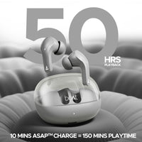 boAt Airdopes 311 Pro True Wireless Earbuds | 50HRS Playtime, ENx Dual Mic, ASAP™ Fast Charging, Transparent Lid, Low Latency, IPX4, Bluetooth v5.3 TWS Earphones with Mic