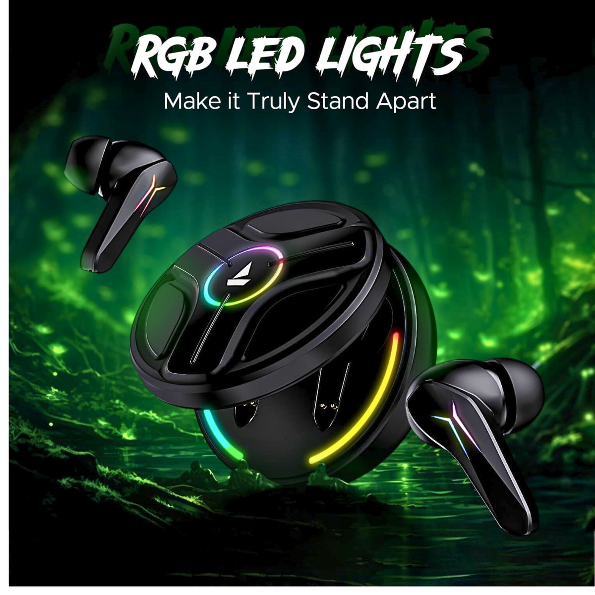 boAt Immortal 141 Gaming TWS Earbuds with RGB Lights, 40Hrs Playtime, ENx Tech Mics, Low Latency Mode, Fast Charge & Bluetooth v5.3