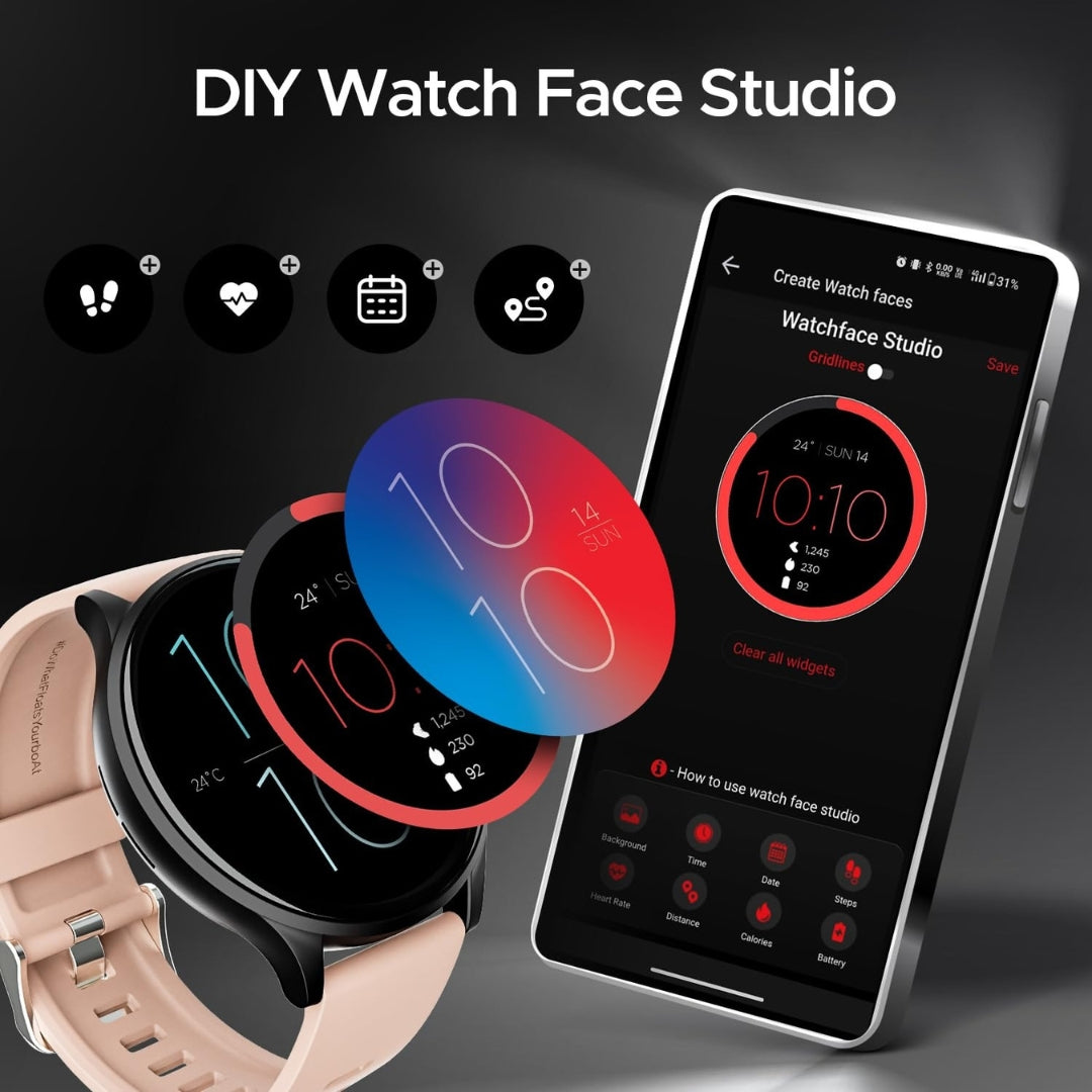 boAt Lunar Orb Smartwatch | 1.45" AMOLED Display, Bluetooth Calling, DIY Watch Faces, Crest App Health Suite, Live Sports Updates, IP67, Smart Watch for Men & Women